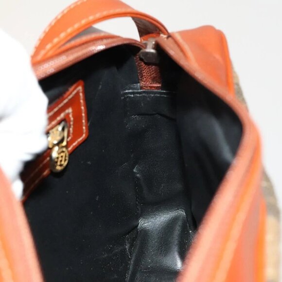 FENDI Pecan Canvas Shoulder Bag Coated Canvas Black Brown gold Auth 138323 - Picture 12 of 16